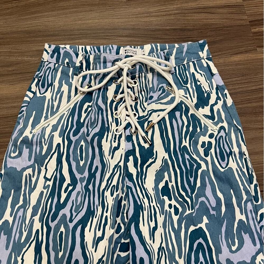y2k Beginning Boutique women sz 8 Havana Lace Up Pants Blue - Picture 4 of 10